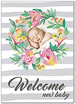 Select a verse or write your own. Floral Baby Welcome Card D8056D-X